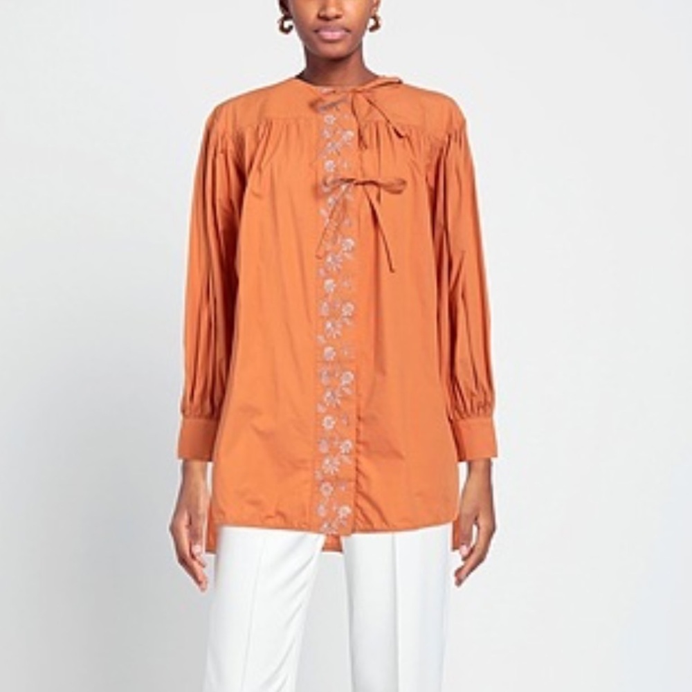 ULLA JOHNSON | SCARLETTE TUNIC TOP | Size 2 | NWT | Orange